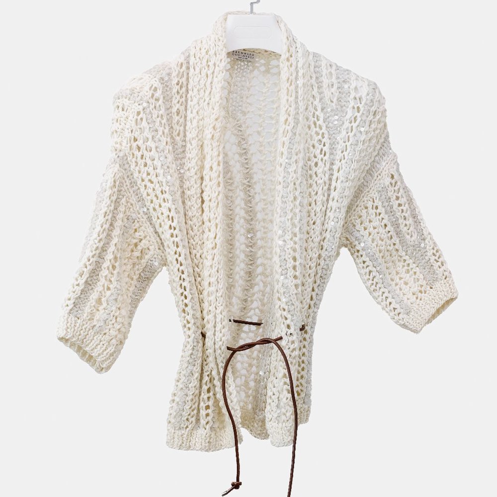 Brunello Cucinelli Sequinned Belted Cardigan
